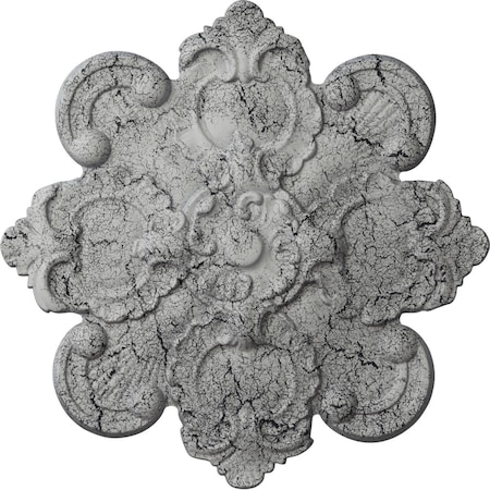 Ekena Millwork Katheryn Ceiling Medallion, Hand-Painted Ultra Pure White Crackle, 18 1/8"OD x 1 1/4"P CM18KAUWC